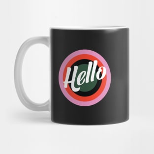 Hello retro print on black Mug